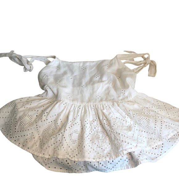 Madewell White Rosalie Tie Strap Top in Geo Eyelet - Picture 2 of 7